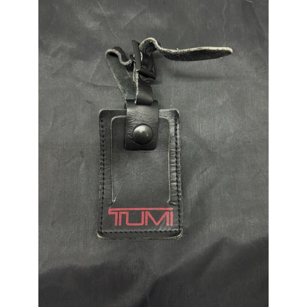 Tumi Leather Luggage Tag Holder - Black and Red - 4” x 2.75”
